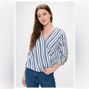 West Kei V Neck Striped Blouse - Small